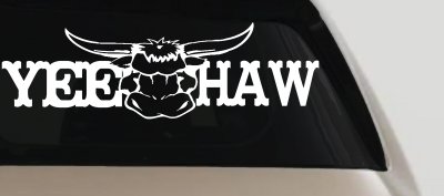Yee Haw with Longhorn Skull Country Car or Truck Window Vinyl Decal Sticker