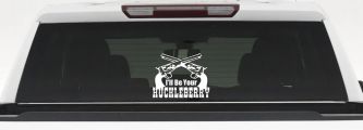 I'll Be Your Huckleberry Crossed Pistols Guns Car or Truck Window Vinyl Decal Sticker (White)