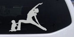 Yoga Mother And Child Car or Truck Window Decal Sticker (Light Gray)