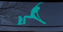 Yoga Mother And Child Car or Truck Window Vinyl Decal Sticker (Turquoise)