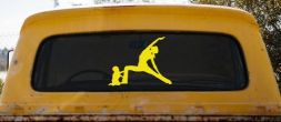 Yoga Mother And Child Car or Truck Window Vinyl Decal Sticker (Yellow)