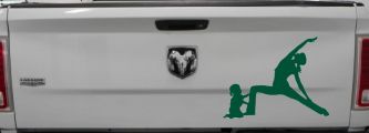 Yoga Mother And Daughter Car or Truck Window Decal Sticker (Dark Green)
