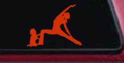 Yoga Mother And Daughter Car or Truck Window Vinyl Decal Sticker (Orange Red)