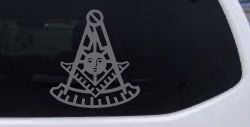 Freemason Masonic Past Master Square and Compass Car or Truck Window Decal Sticker (Silver)