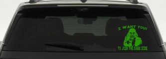 I Want You Join The Dark Side Star Wars Vader Sci Fi Car or Truck Window Decal Sticker (Lime)
