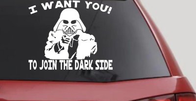 I Want You Join The Dark Side Star Wars Vader Sci Fi Car or Truck Window Vinyl Decal Sticker