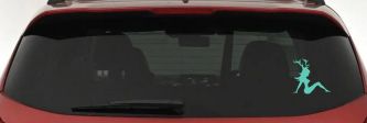 Mudflap Girl with Deer Horns Hunting Car or Truck Window Decal Sticker (Mint)