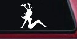 Mudflap Girl with Deer Horns Hunting Car or Truck Window Decal Sticker