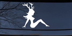 Mudflap Girl with Deer Horns Hunting Car or Truck Window Decal Sticker