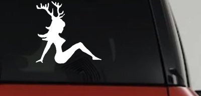 Mudflap Girl with Deer Horns Hunting Car or Truck Window Vinyl Decal Sticker