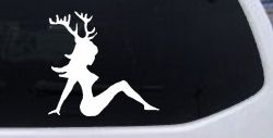 Mudflap Girl with Deer Horns Hunting Car or Truck Window Decal Sticker