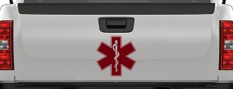 EMT Star of Life Car or Truck Window Decal Sticker (Burgundy)
