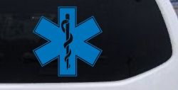 EMT Star of Life Car or Truck Window Decal Sticker (Sky Blue)