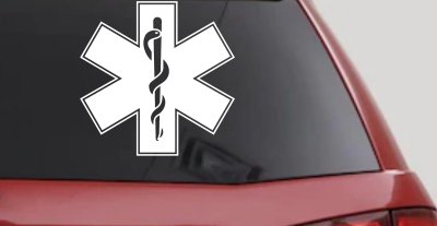 EMT Star of Life Car or Truck Window Vinyl Decal Sticker