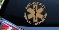Emergency Medical Technician EMT Car or Truck Window Decal Sticker (Light Brown)