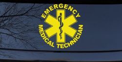 Emergency Medical Technician EMT Car or Truck Window Decal Sticker (Yellow)