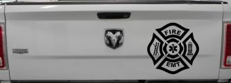 Fire Department EMT Car or Truck Window Vinyl Decal Sticker (Black)
