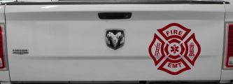 Fire Department EMT Car or Truck Window Decal Sticker (Burgundy)