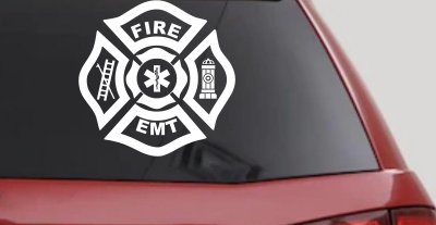 Fire Department EMT Car or Truck Window Vinyl Decal Sticker