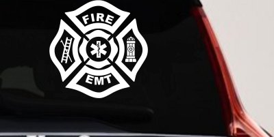 Fire Department EMT Car or Truck Window Vinyl Decal Sticker