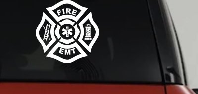 Fire Department EMT Car or Truck Window Vinyl Decal Sticker