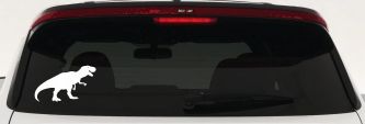T Rex Funny Car or Truck Window Decal Sticker (White)