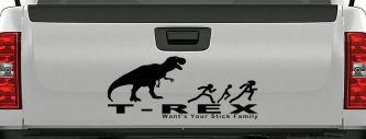 T Rex Wants Your Stick Family Funny Car or Truck Window Decal Sticker (Black)