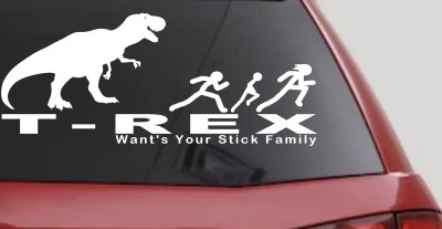 T Rex Wants Your Stick Family Funny Car or Truck Window Vinyl Decal Sticker