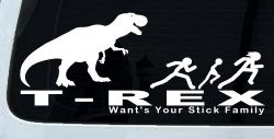 T Rex Wants Your Stick Family Funny Car or Truck Window Decal Sticker