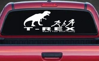 T Rex Wants Your Stick Family Funny Car or Truck Window Decal Sticker
