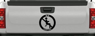 No Farting Pooting Passing Gas Funny Car or Truck Window Decal Sticker (Black)