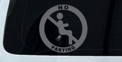 No Farting Pooting Passing Gas Funny Car or Truck Window Vinyl Decal Sticker (Silver)