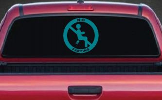 No Farting Pooting Passing Gas Funny Car or Truck Window Vinyl Decal Sticker (Turquoise Blue)