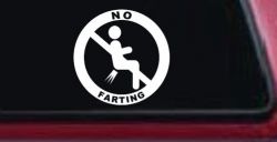 No Farting Pooting Passing Gas Funny Car or Truck Window Decal Sticker