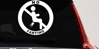 No Farting Pooting Passing Gas Funny Car or Truck Window Vinyl Decal Sticker