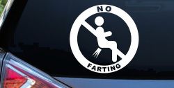 No Farting Pooting Passing Gas Funny Car or Truck Window Decal Sticker