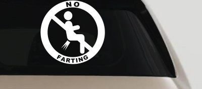 No Farting Pooting Passing Gas Funny Car or Truck Window Vinyl Decal Sticker