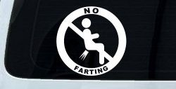 No Farting Pooting Passing Gas Funny Car or Truck Window Decal Sticker