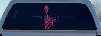 Statue Of Liberty  Patriotic Car or Truck Window Decal Sticker (Hot Pink)