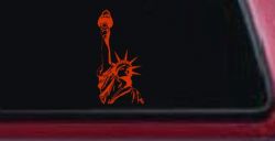 Statue Of Liberty  Patriotic Car or Truck Window Decal Sticker (Orange Red)