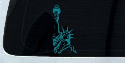 Statue Of Liberty  Patriotic Car or Truck Window Decal Sticker (Turquoise Blue)
