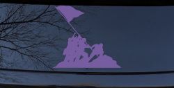 Battle Of Iwo Jima  Military Car or Truck Window Decal Sticker (Purple)