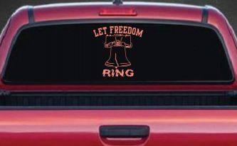 Liberty Bell Let Freedom Ring Car or Truck Window Decal Sticker (Coral)