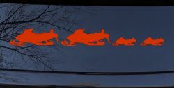 Snowmobile Stick Family 2 Kids Car or Truck Window Decal Sticker (Orange Red)