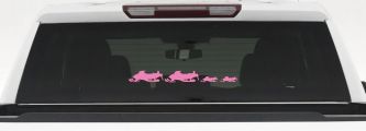 Snowmobile Stick Family 2 Kids Car or Truck Window Decal Sticker (Pink)
