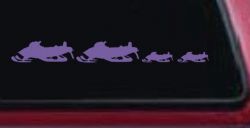 Snowmobile Stick Family 2 Kids Car or Truck Window Decal Sticker (Purple)