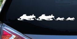 Snowmobile Stick Family 2 Kids Car or Truck Window Decal Sticker