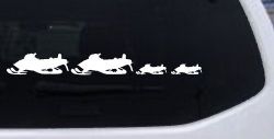 Snowmobile Stick Family 2 Kids Car or Truck Window Decal Sticker