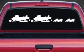 Snowmobile Stick Family 2 Kids Car or Truck Window Decal Sticker