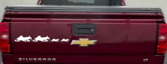 Snowmobile Stick Family 2 Kids Car or Truck Window Decal Sticker (White)